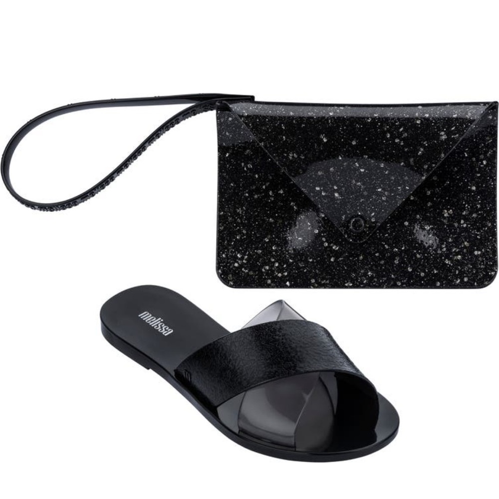 Melissa Good Times slide sandal & clutch set size 7